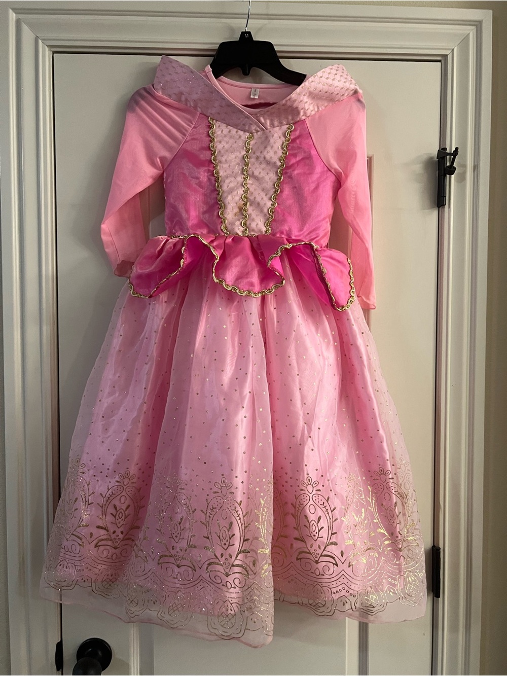 Girls Pink Princess Dress Costume with Gold Accents